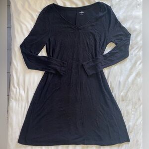 Black Basic Long Sleeve Shirt Dress